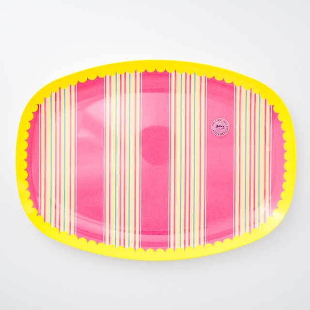 Rice Melamine Rectangular Plate メラミンプレート Striped Freeen