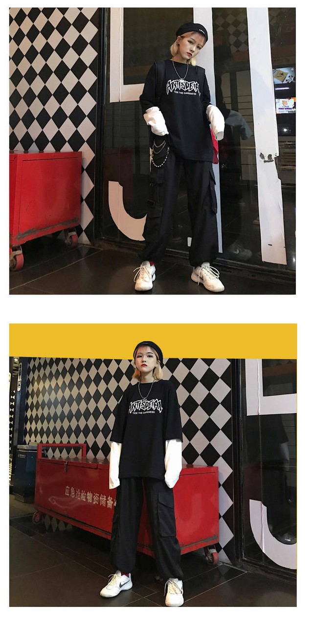 韓国風洋服ファッション通販カジュアル重ね着風長袖男女兼用tシャツ トップス 75shops