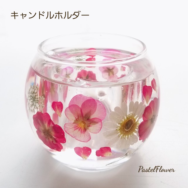 ミニバラとビオラのキャンドルホルダー Pastelflower プリザとカラーサンドアートのお店