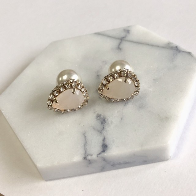 【ピアス】ビジュとダイヤレーンのリバーシブルピアス