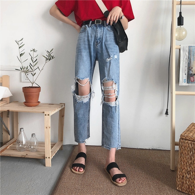 送料無料 即納 ダメージデニムパンツ ハイウエスト ダメージ ハード やぶれ パンツ ボトム デニム ジーンズ レディース ボーイズデニム クラッシュパンツ デニムパンツ オールシーズン Selectshop Flaz