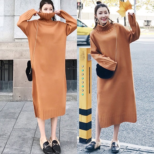 ワンピース 冬 タートルネック ニットワンピース 韓国 ファッション 冬服 レディース ロングワンピース ニットロングワンピース タートルニット ワンピース ハイネック ニットワンピース 韓国 ワンピース ブラウン ブラック レッド ニットワンピ ゆったりワンピース Vestito