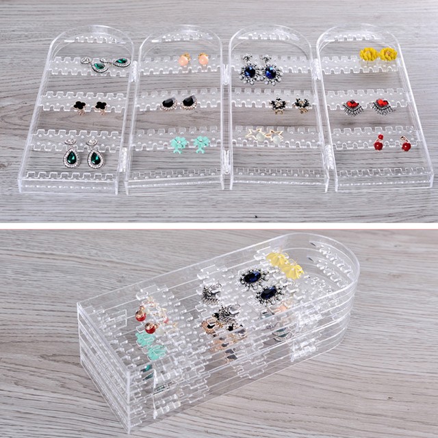 4面 折りたたみ式 ジュエリーケース レディース アクセサリー 収納ケース 透明 収納ボックス クリア お洒落 かわいい ピアス ネックレス 収納 アイテム ケース Infini Arc En Ciel