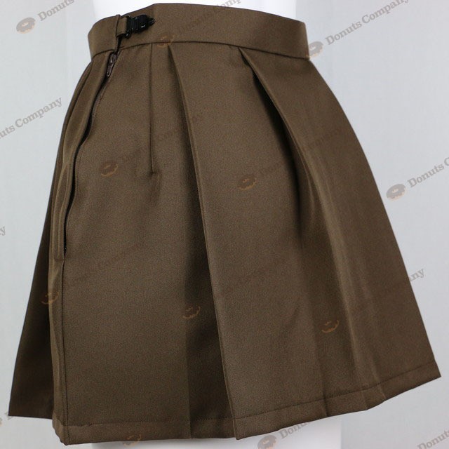 D 0004 ボックスプリーツスカート茶 サイズ3l 4l 学生制服コスチューム アジャスター付 あこがれスカート ドーナツカンパニー