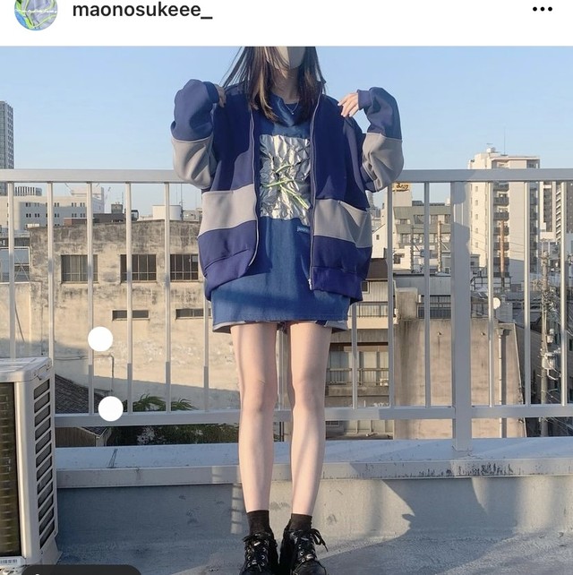 水色 グレー ラグランジャージ Maonosuke