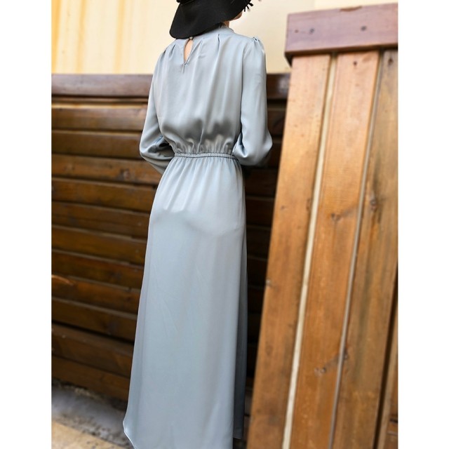 商品詳細 結婚式 パーティードレス ワンピース ワンピ お呼ばれ 二次会 披露宴 パフスリーブ マキシ ミモレ丈 ピンク ブルー 洗練された フォーマル 40代 30代 代 袖付 ミセス レディース タイト オシャレ Favoritdress