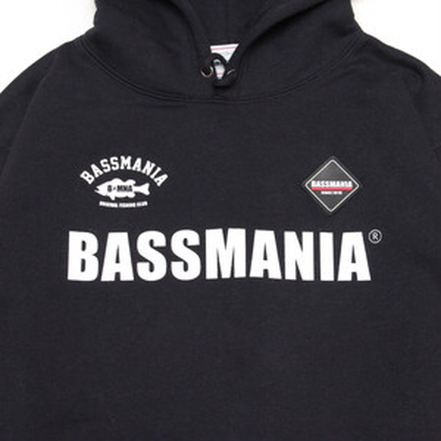 Bassmaniaロゴシリコンワッペンデザインパーカー Nvy Bassmaniawb