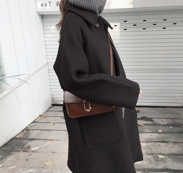 ウールコート レディース ロング ステンカラーコート ウール ロングコート ゆったり 送料込み コート オーバーサイズ アウター 黒 秋冬 冬 暖かい レディース Ys0723 Fashion Mille