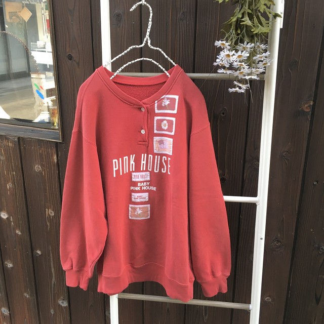 Pink House Henry Neck Wappen Sweat レトロ古着 ピンクハウス ヘンリーネックワッペンスウェット トレーナー Rilou