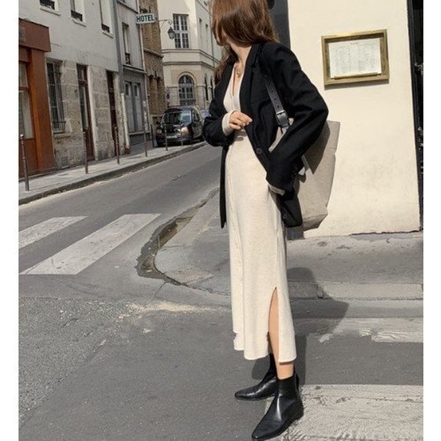 ワンピース レディースワンピース レディース カーディガン ロングカーディガン 長袖 Vネック ボタン 体型カバー ストレート Iライン 冬 ワンピース レディースワンピース レディース Leaflower 001 リーフラワー レディースファッション専門店