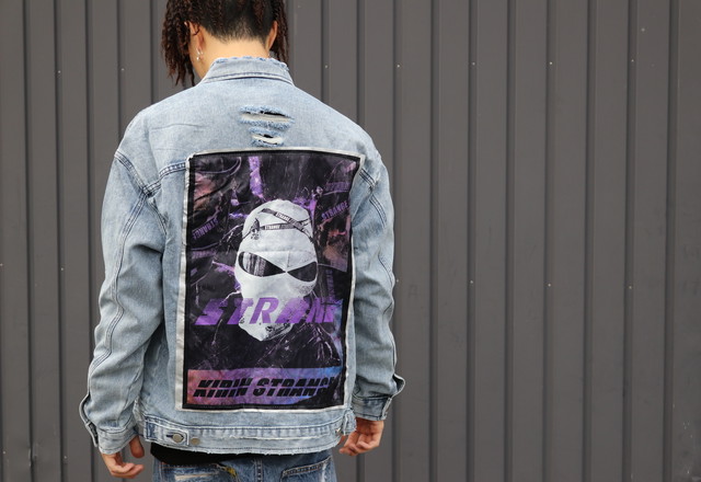 Strange Denim Jacket デニムジャケット ジージャン ストリート バックプリント Xl Stupid