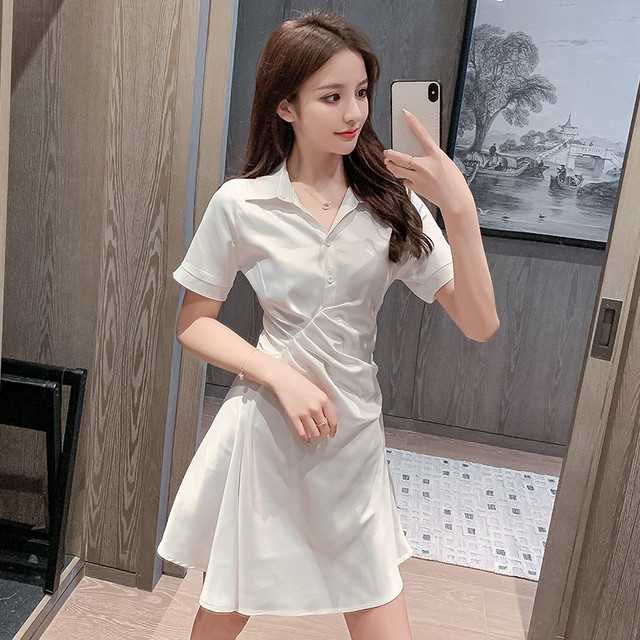 きれいめコーデ ミニワンピース シャツワンピース サテン シンプル カジュアル レディース ハイウエスト エレガント 夏 半袖 デート お出かけ Ptnym3070 Shop Suba