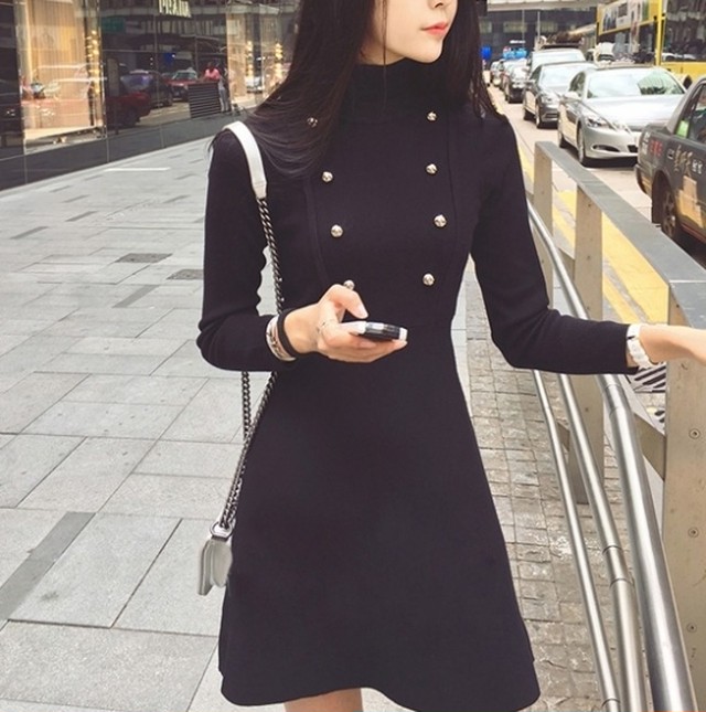 ミニワンピース ニットワンピース フレア ハイネック ニット ミニワンピ 大きいサイズ 秋冬 冬服 冬スペシャルセール ミニワンピース ニットワンピース フレア ハイネック ニット ミニワンピ Leaflower 001 リーフラワー レディースファッション専門店