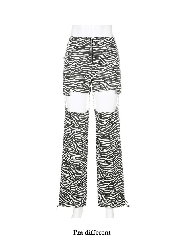 予約商品 ダンス衣装 ゼブラ柄ガーターベルト風ロングパンツ キッズダンス衣装 アニマル柄 パンツ 女の子衣装 レディース ジュニア ヒップホップ Sサイズあり X0150 ダンス衣装の子供服tinygang