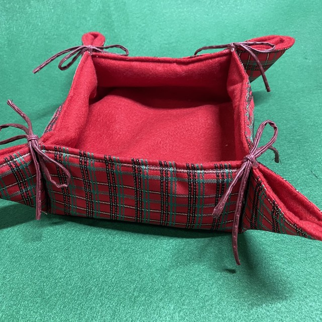 赤チェック ドイツ 小物入れ 布ケース Xmas雑貨 インテリア小物 クリスマス日用品 サンタの家わあす