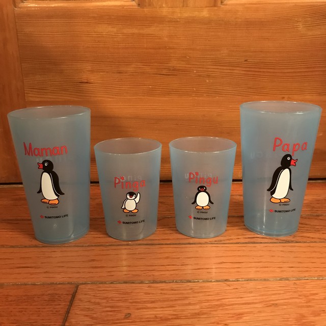 非売品 ピングー Pingoo カップ4個セット 住友生命 Sumitomo Life Honey Antique ヴィンテージ アメリカン雑貨 アンティーク アメトイ インテリア小物 ミールトイのお店