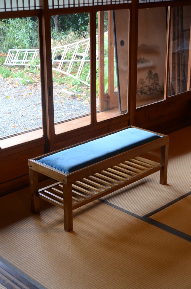 JP Modern Bench Chair BL / 和モダンスタイル 和モダン ベンチチェア / ブルー