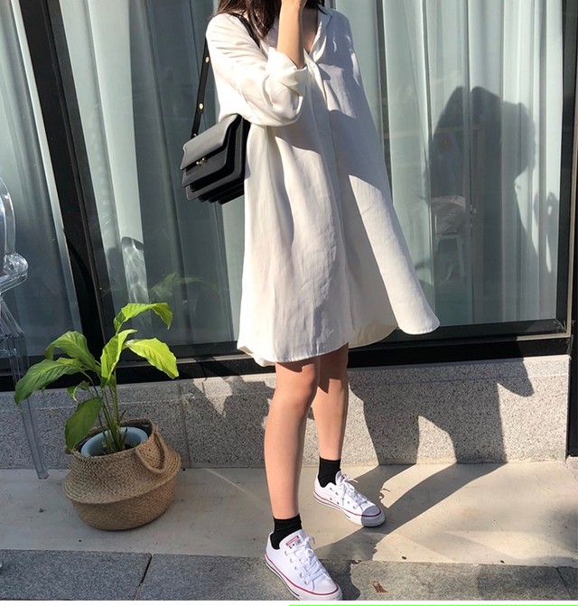 抜け感こなれゆるシャツワンピース 透け感 さわやか 春夏 モテ デートにもおすすめ Lalas