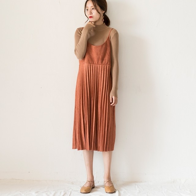 ベロア素材 キャミソール ワンピース プリーツ 18年 春のアイテム Space