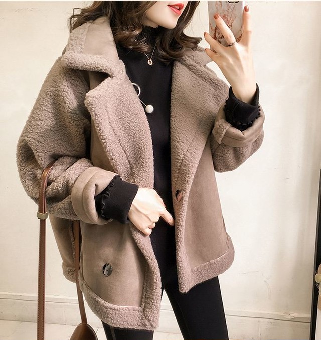 秋冬 ボア ジャケット フェイクムートン コート 3color 韓国 オルチャン Cocotown