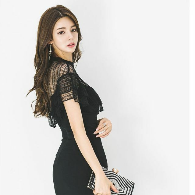 予約販売 結婚式 ワンピース ドレス タイトワンピース レース 膝丈 ブラック 黒 大人 上品 綺麗め フェミニン 結婚式 二次会 お呼ばれ パーティー 食事会 Favoritdress