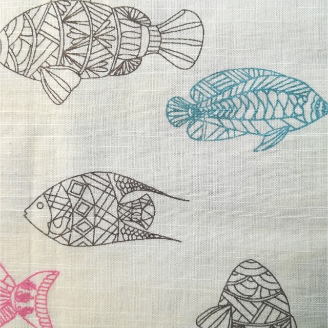 魚柄 ミニ ワンピース チュニック Fish Printed India Cotton Dress Limegreen Amra