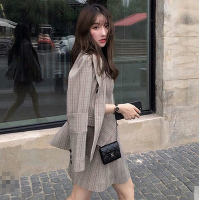 高速配送 スーツ セットアップ ワンピース ジャケット チェック 秋冬 スカートスーツ上下 Ewfgroup Com