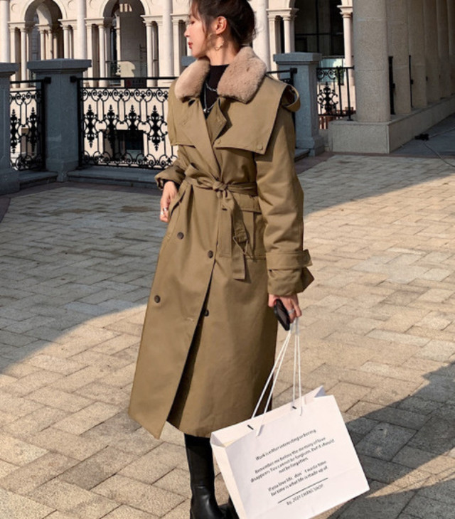 アウター トレンチコート ファー ゆったり 長袖 オーバーサイズ あったか 大人可愛い シンプル カジュアル 秋冬 Bi 0141 Top Mode