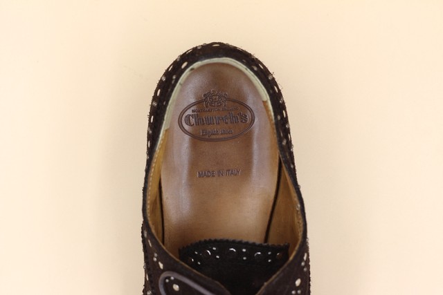 Churchs チャーチ ウイングチップ スタッズ 婦人靴 レディースシューズ 37ハーフ 23 5cm イギリス製 スエード ブラウン シャノン Vivo Shoe Salon