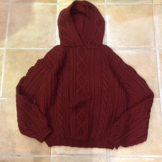 90 S Hand Made Knit ケーブルニット パーカー Skrova