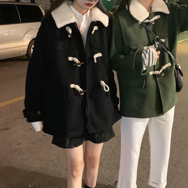 襟付きダッフルコート ジャケット コート 個性 ファッション レディース アウター 韓国 秋冬 A W コーデ 3色 Macaron