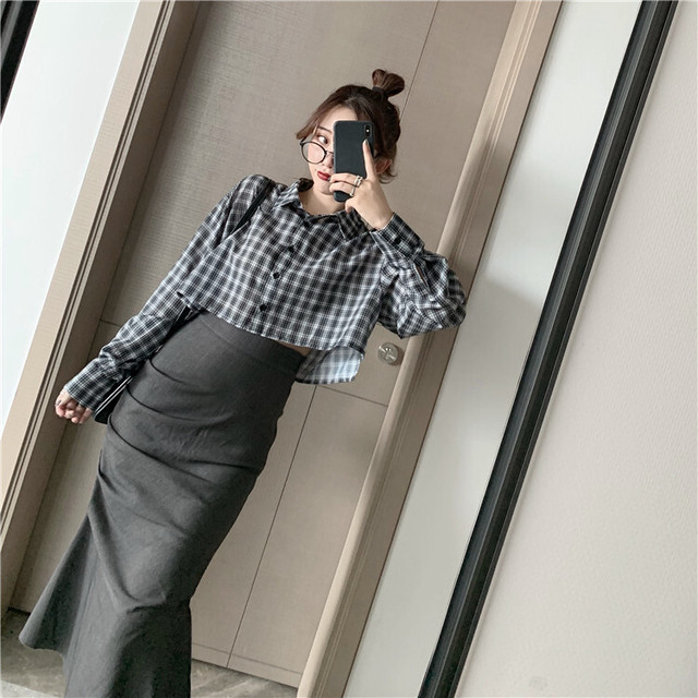 セットアップ ショート丈 チェック柄 シャツ マーメイド スカート 韓国ファッション レディース ミニ丈 チェックシャツ ロングスカート ハイウエスト Dtc レディースファッション通販 Mask エムエーエスケー 大人可愛い韓国ファッション