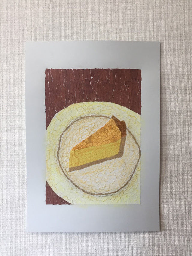 ちぎり絵 チーズケーキ 坂口亭タイガースの店