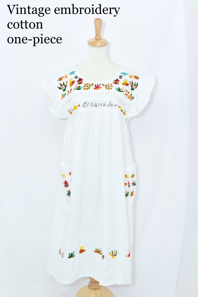 vintage embroidery cotton one-piece