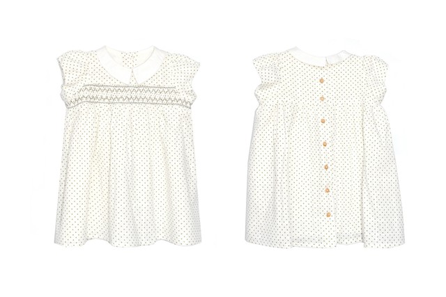 綿100 ワンピース 半袖 水玉柄 襟付き キッズ ベビー80ー100 夏 Tout Petit