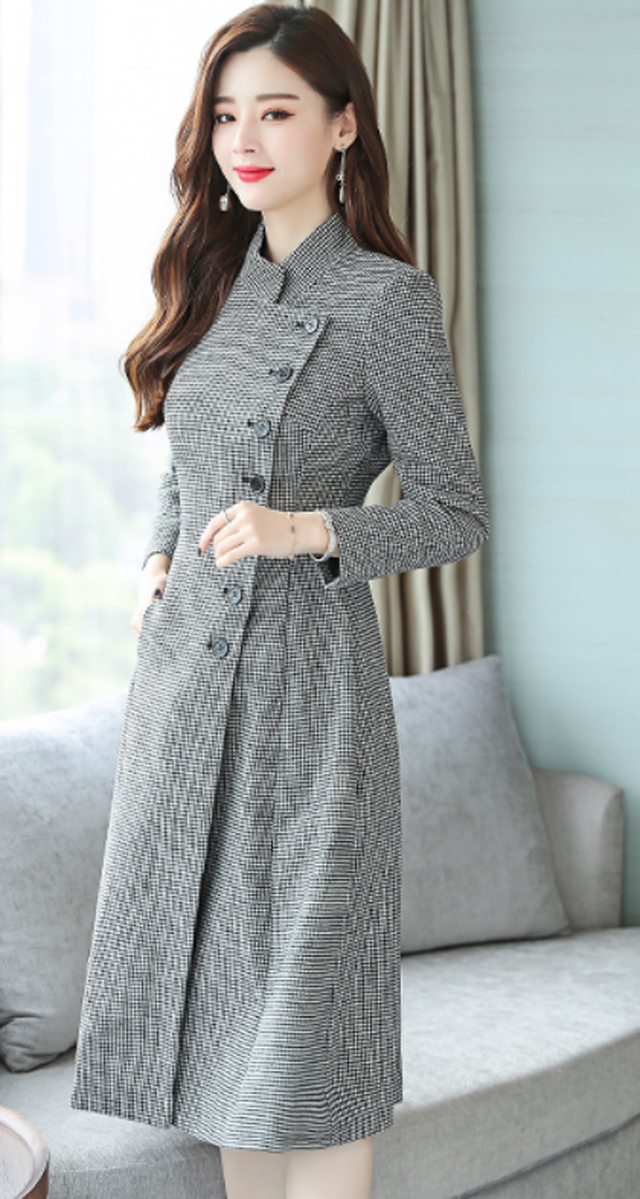 大人シック 千鳥柄フォーマルワンピース かわいい おしゃれ 通勤 パーティ 女子会 デート お出かけ Lalas