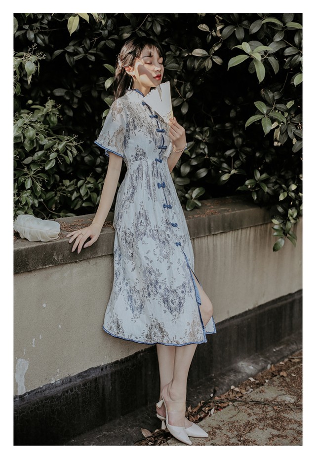 お取り寄せ商品 ワンピース 半袖 中華 チャイナ レース 原宿 サブカルチャー パーティー レディース フリル Candy Melts