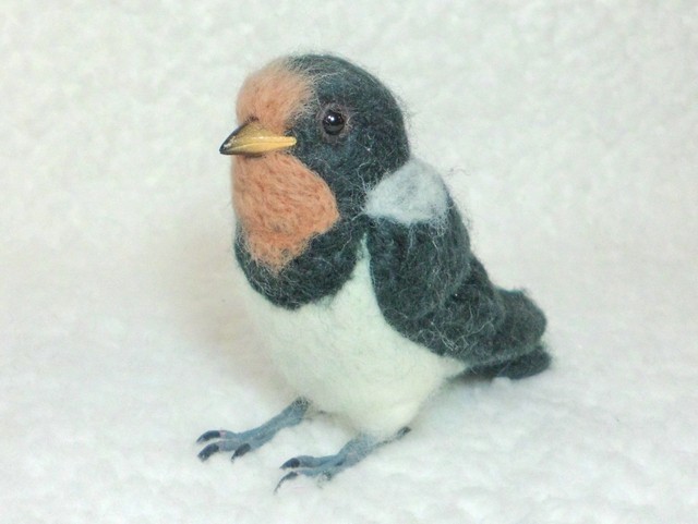 受注作成品 ツバメのヒナ 野鳥 リアルサイズ 羊毛フィギュア 1 1サイズ 羊毛フェルト 工房 小鳥屋さん