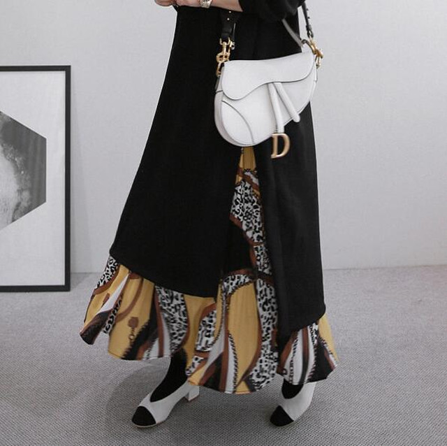 シフォンスカート プリーツ エレガント フレア 柄 きれいめ カジュアル オフィス デート トレンド 流行り 大人 こなれ感 春夏 春夏コーデ Sugar Daystyle シュガーデイスタイル