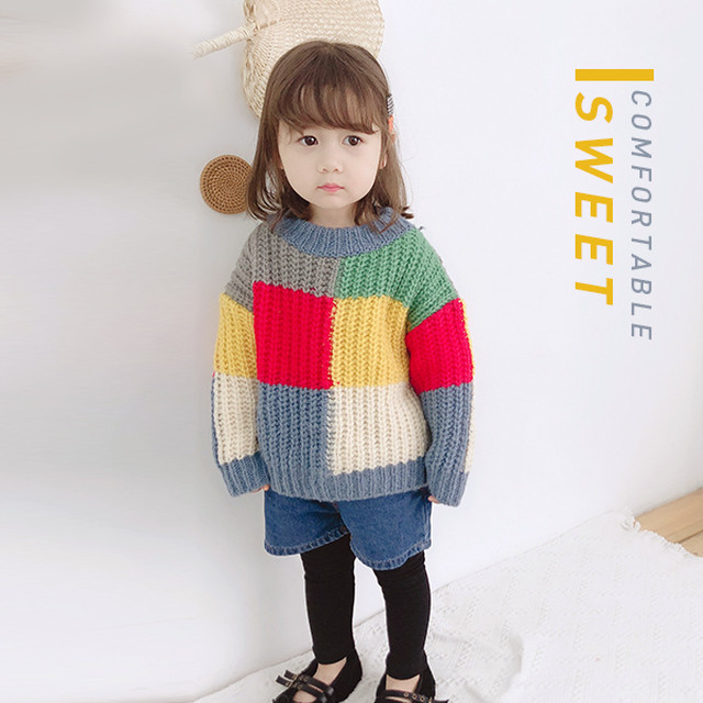 Kid カラフル丸首ニットセーター 韓国子供服通販 Baker