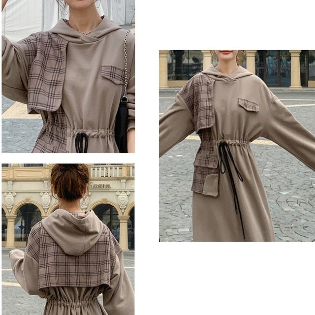 ワンピース ミモレ丈ワンピース パーカー パーカーワンピース ロングワンピース ミモレ丈 ロング ロング丈 レディース 黒 ブラック 袖あり 長袖 カジュアル 楽ち Horai