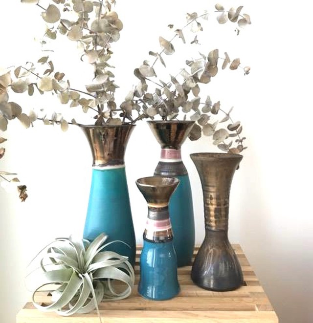 限定品 ターコイズブルーの花器 Small 陶器 花と宝石