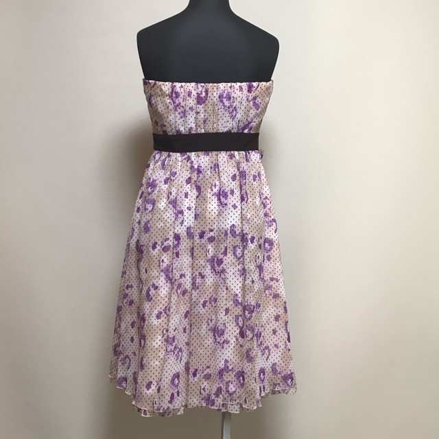 Tocca トッカ オンワード シフォンワンピース 清楚系 ビスチェ ベアトップ 良品 ピンク系 紫系 ０サイズ リボン Aspiration01