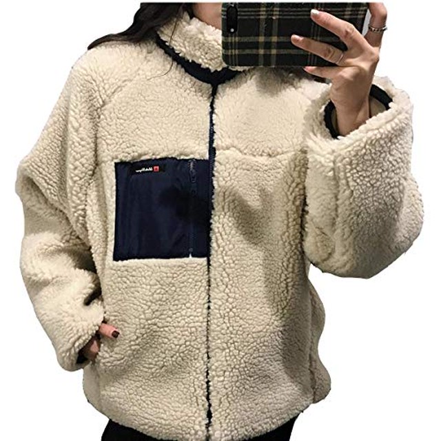 Jpcs Angelcity レディース ボア ブルゾン ジャケット 秋冬 アウターコート もこもこ 防寒コート 冬 ゆったり アウトドア 暖かい フリース 胸ポケット あったか A501 Az Japan Classic Store
