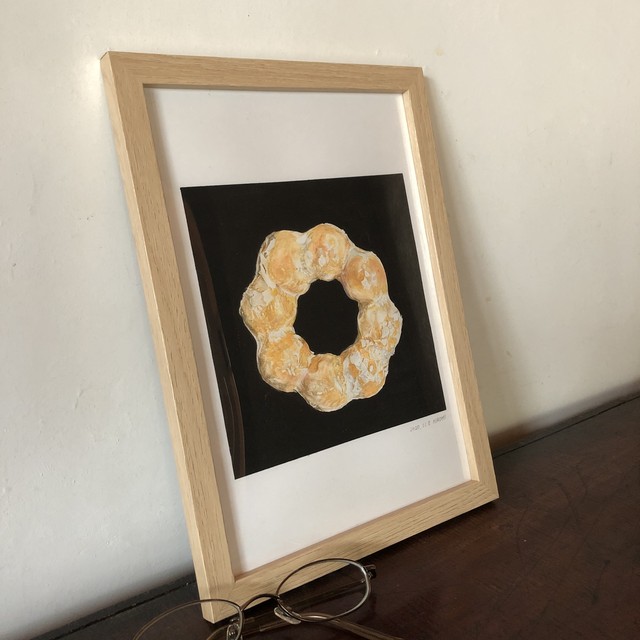 オリジナルイラストb5 ドーナツ 水彩手描き原画 フレーム付き 手しごとのやまだ屋 一 水彩イラスト 一