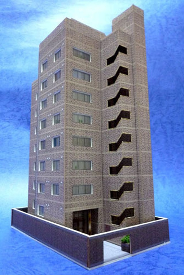 印刷版 ペーパークラフトで作る 10fマンション カラー ブラウン ｎゲージ サイズ 鉄道模型 ジオラマ用ビル 建物 ペーパーストラクチャー