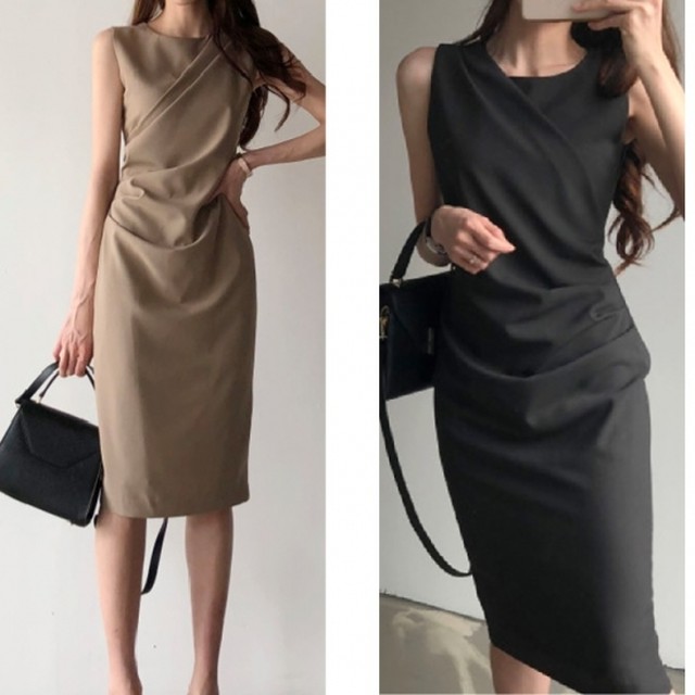 カシュクールワンピース 夏 ノースリーブ タイトワンピース オケージョンワンピース 御呼ばれ きれいめ 膝丈 Hr274 Raxia ラクシア