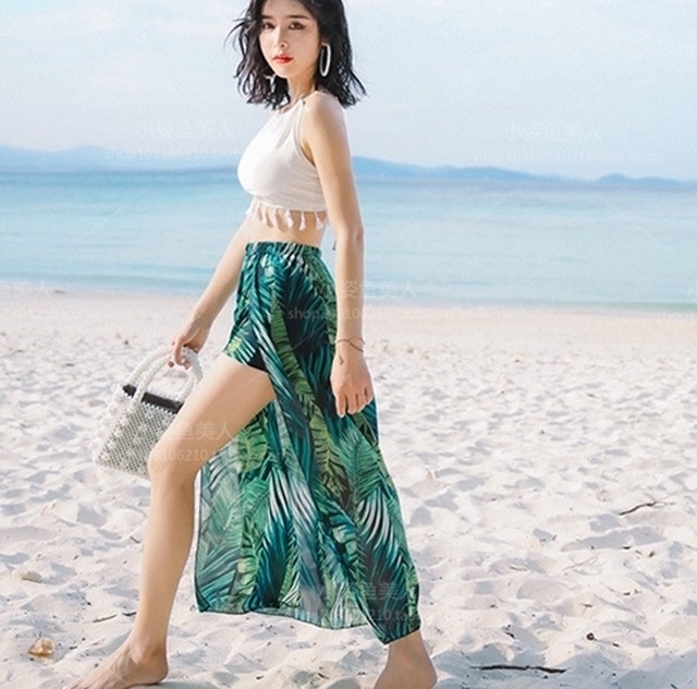 水着 ビキニ タンキニ プリント柄 スカート付きビキニ ショートパンツ ロングスカート ボタニカル 夏 海 バカンス リゾート プール Officewalaa オフィスワラア レディースファッション スタイル