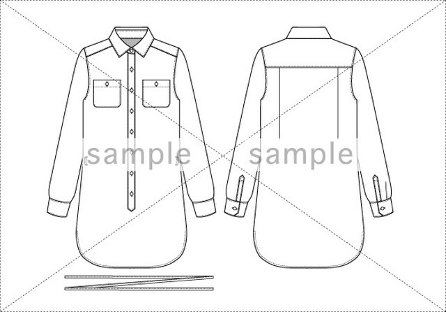 シャツワンピデザイン画 ファッションイラストストア