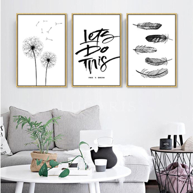 絵画セット 絵画 3枚セット 絵 ポスター シャドウ 影 綿毛 たんぽぽ タンポポ 羽 フェザー ふわふわ 黒 ブラック 英字 モダン ミニマリスト ノルディック インスタイル リビングルーム リビング 装飾 ソファ 背景 壁画 Coloring Life